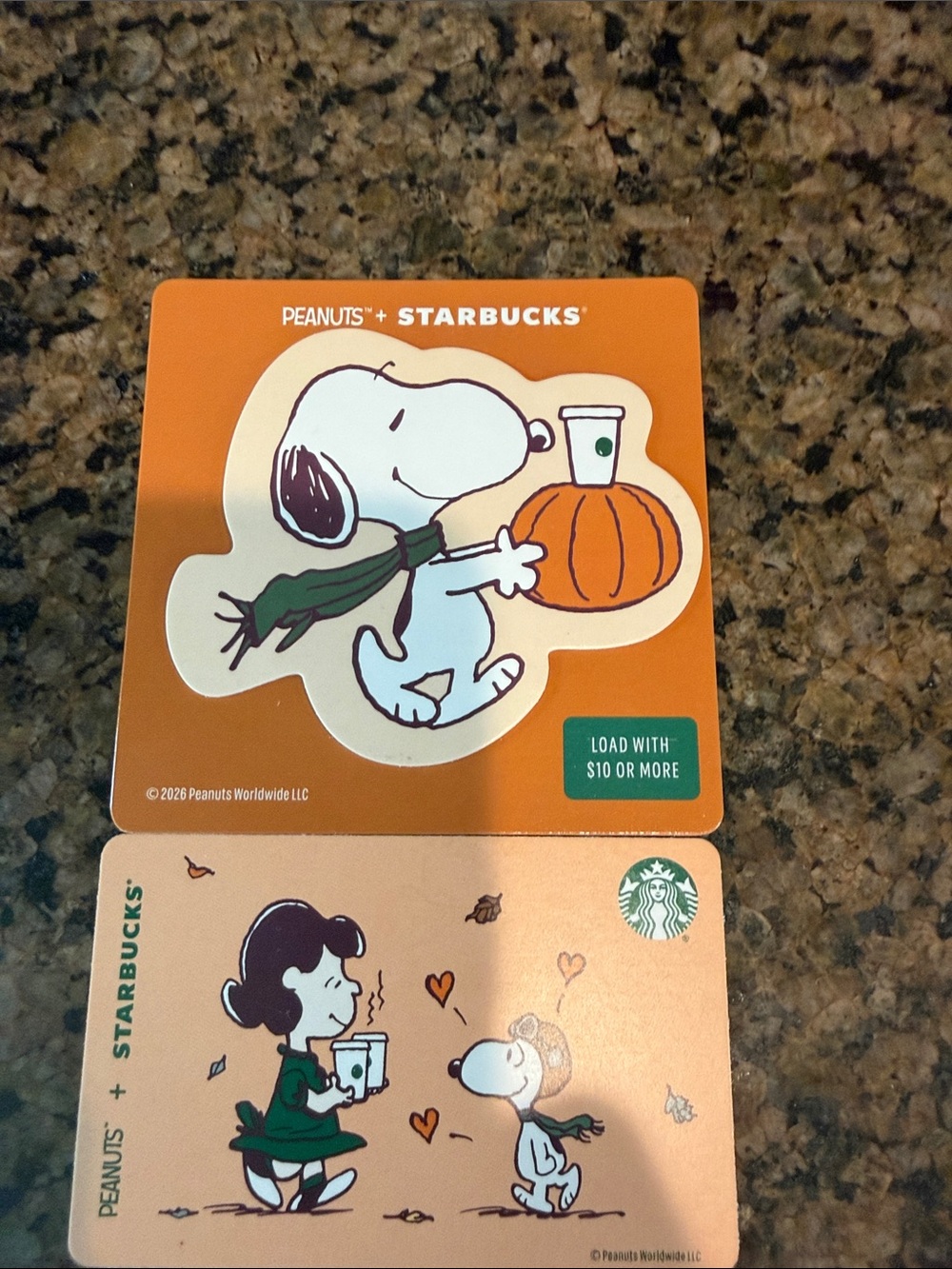 Starbucks Peanuts Snoopy Pumpkin Gift Cards - Orange & Cream